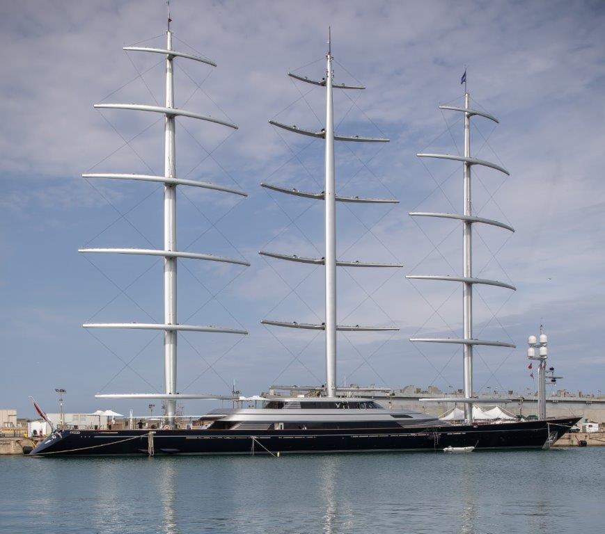 Maltese Falcon Perini Navis Iconic 88 Meter Three Mast Sailing Yacht Completes Her Refit At